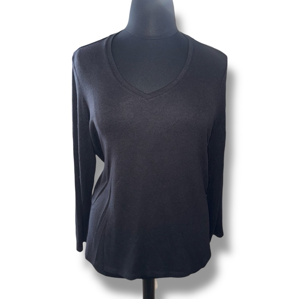 NZT by NIC+ZOE V-Neck Sweet Dreams Long Sleeve Top - XXL Black - Picture 2 of 12